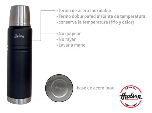 Termo Acero Inoxidable 1Lt Negro 5