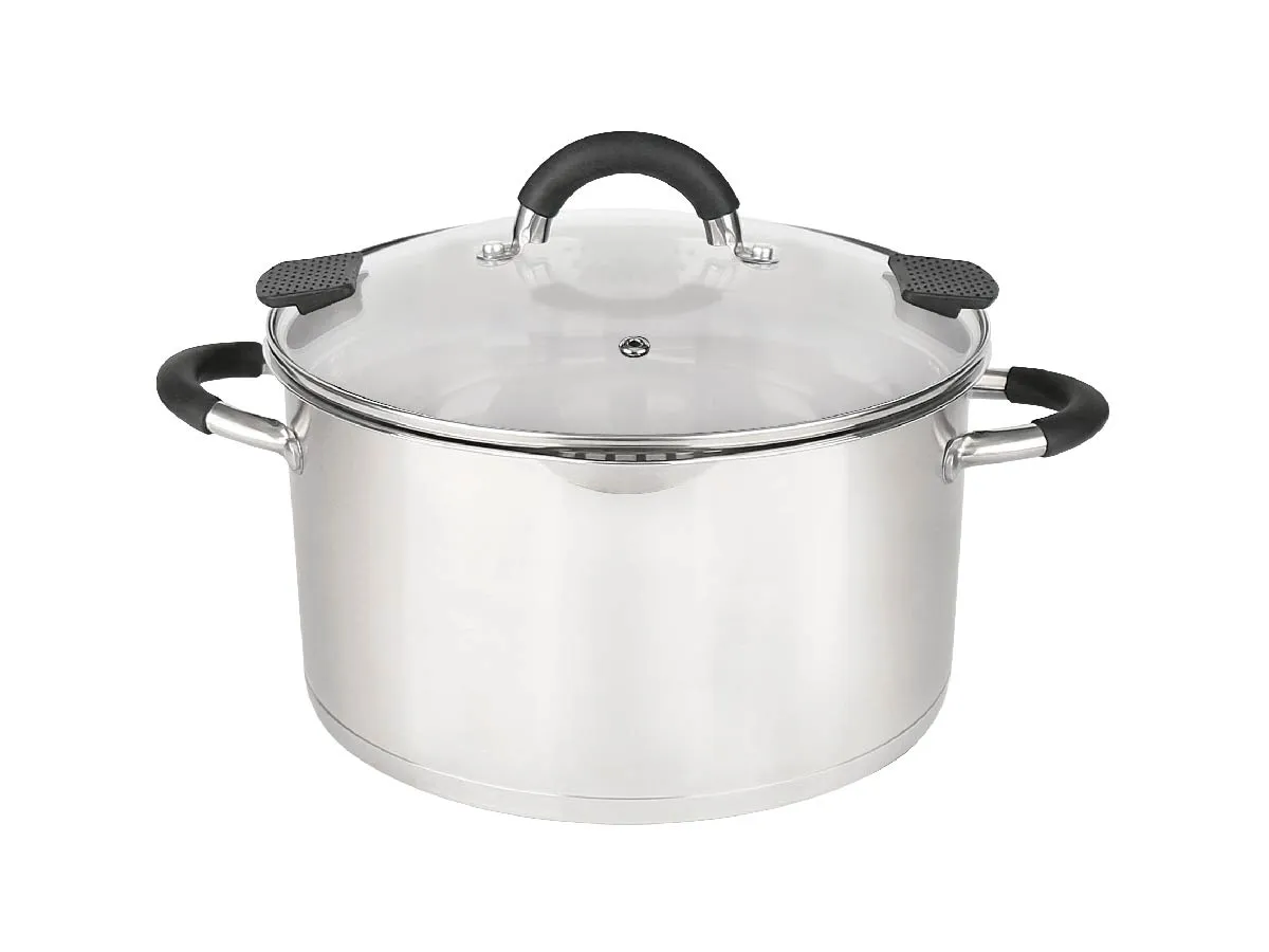 Cacerola Acero Inoxidable 24 cm Triple Fondo Inducción Plateado