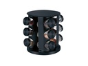 Especiero Negro Giratorio de Acero Inoxidable con 12 Frascos Organizador de Cocina