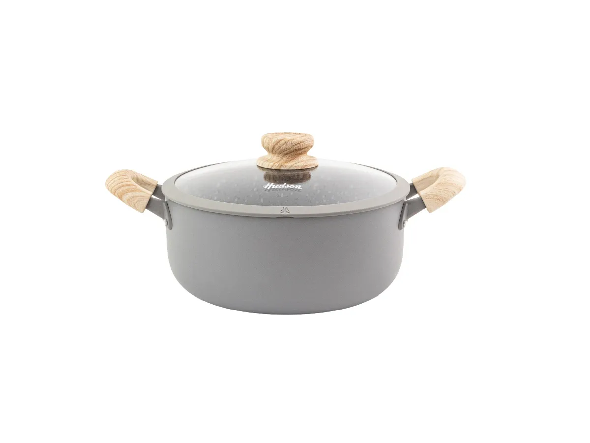 Cacerola / Olla Antiadherente Granito Gris 26cm con Tapa