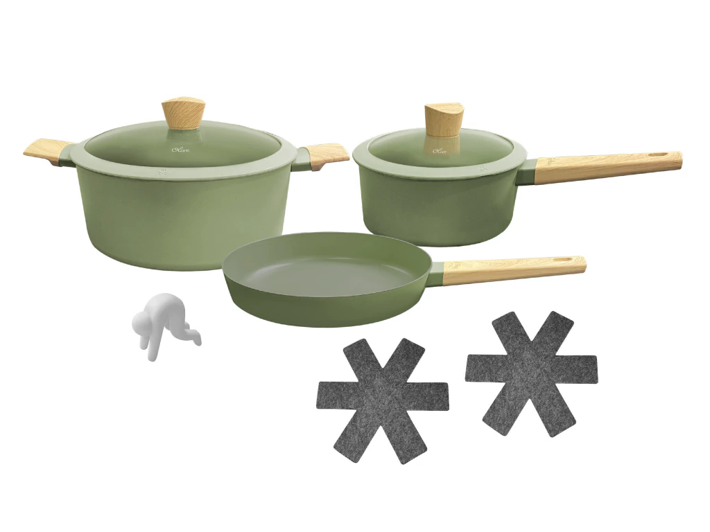 Set de Ollas Antiadherente 5 Piezas Olive