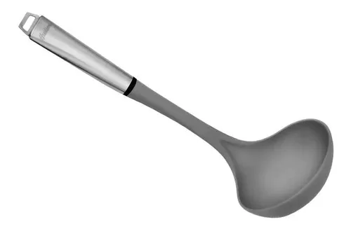 Cucharón de Nylon Gris con Mango de Acero Inoxidable
