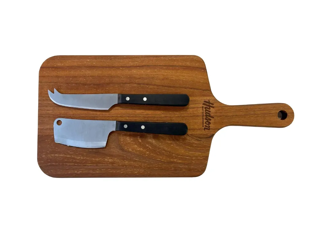 Set Tabla de Madera + 2 Cuchillos Profesionales de Queso