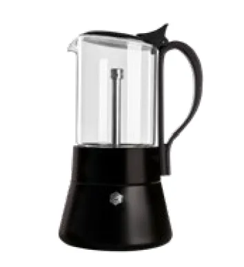 Cafetera Acero y Vidrio 6 Tazas - Negra