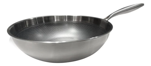 [26HOHUGIM43] Wok de Acero Inoxidable 30 cm Profesional Induccion Plateado