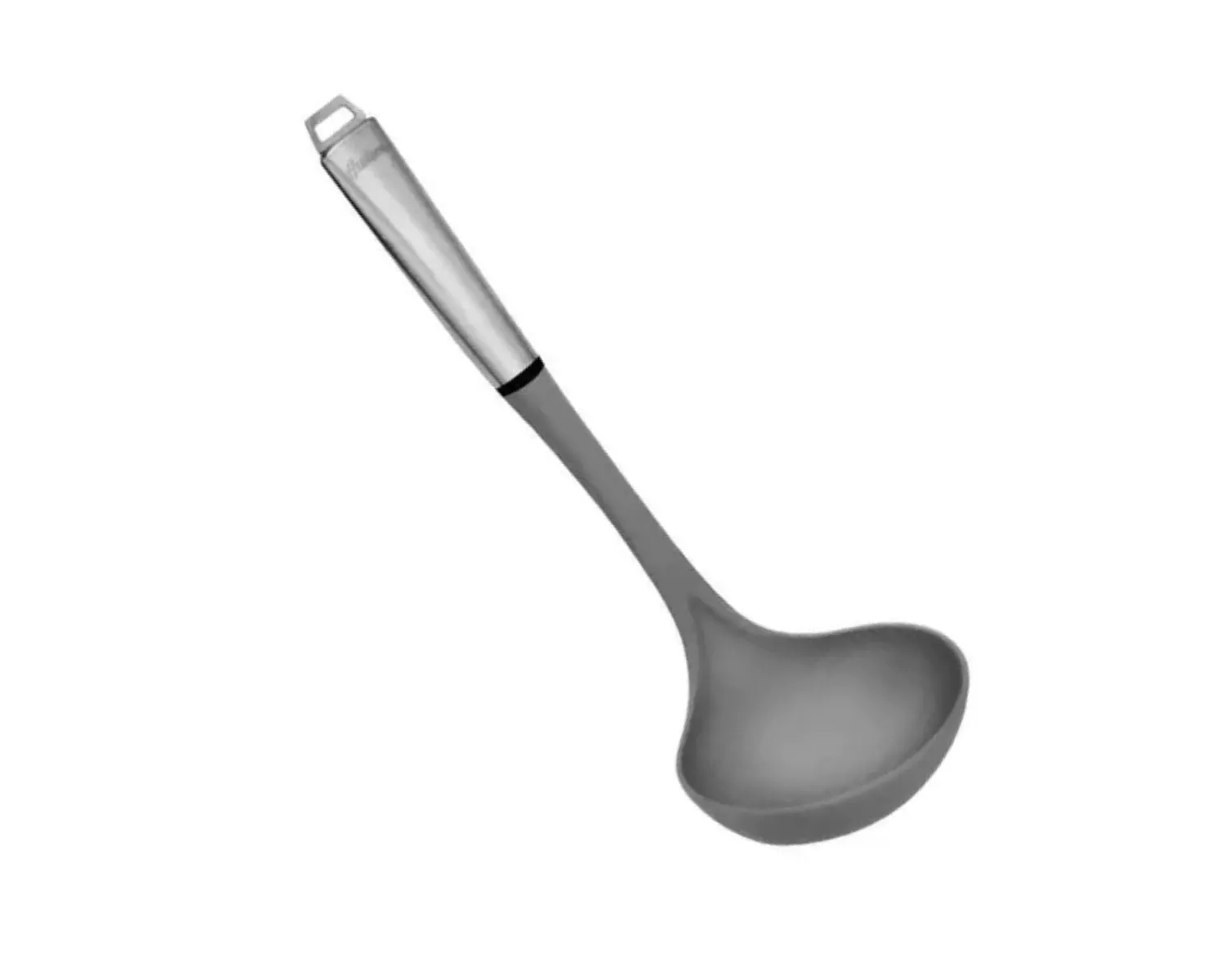 Cucharón de Nylon Gris con Mango de Acero Inoxidable