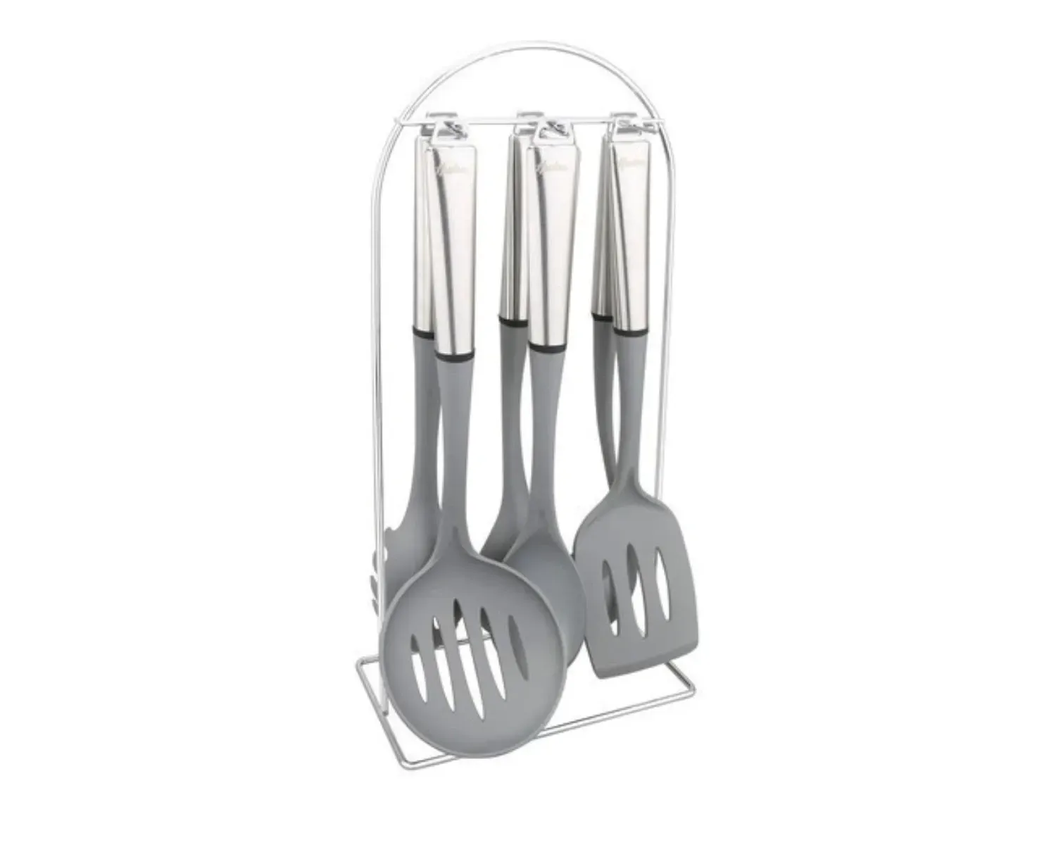 Set 6 Utensilios de Cocina de Nylon Gris y Acero